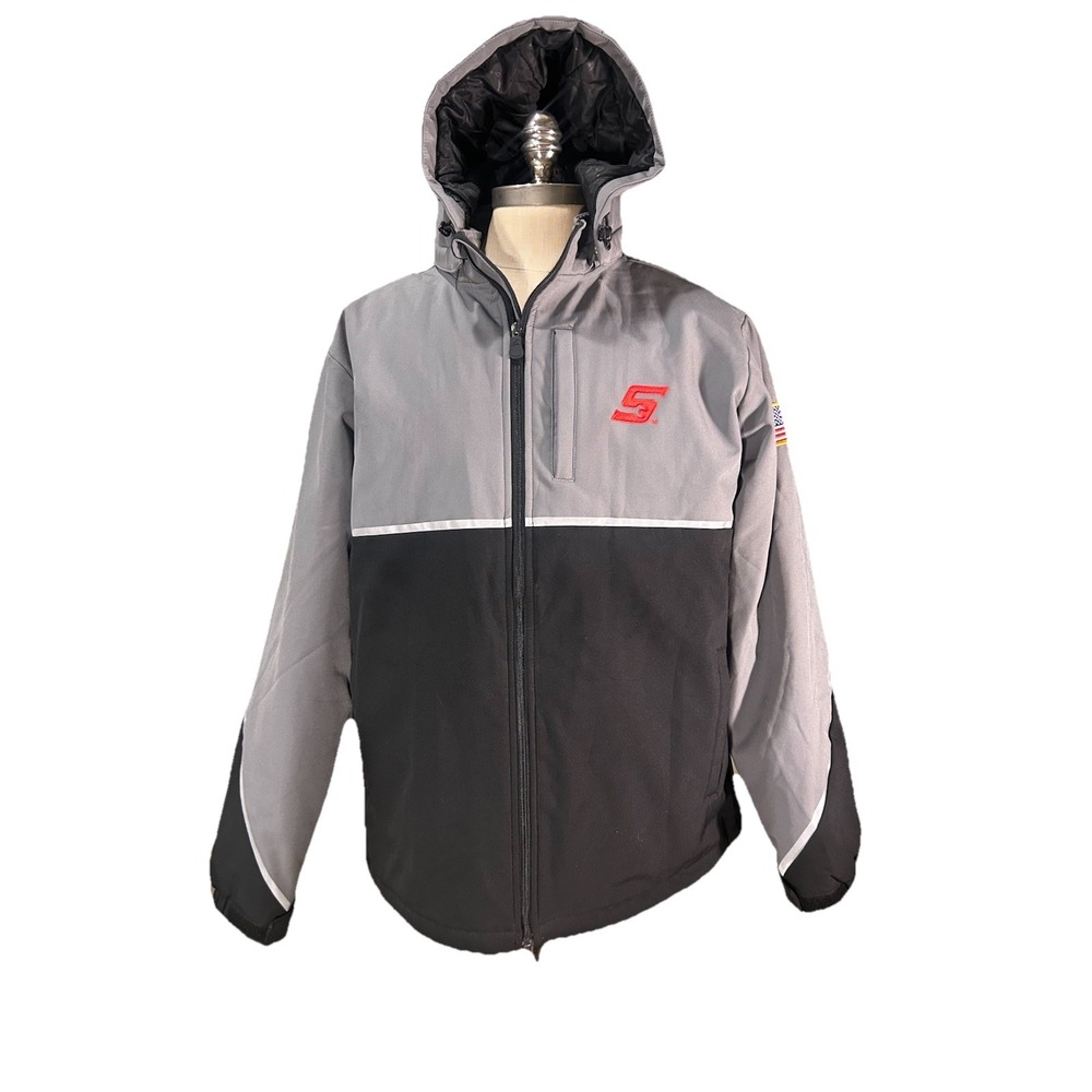 SNAP ON Tools Mens Jacket Mechanic  Full Zip Hood Sz XL Black Gray Garage Moto